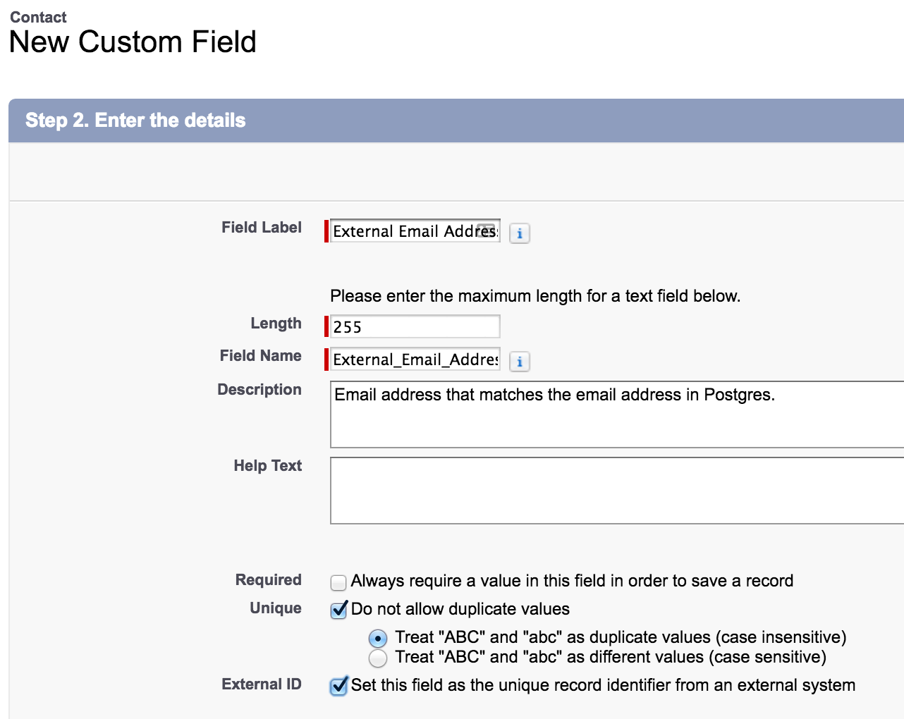 Salesforce UI - new custom field