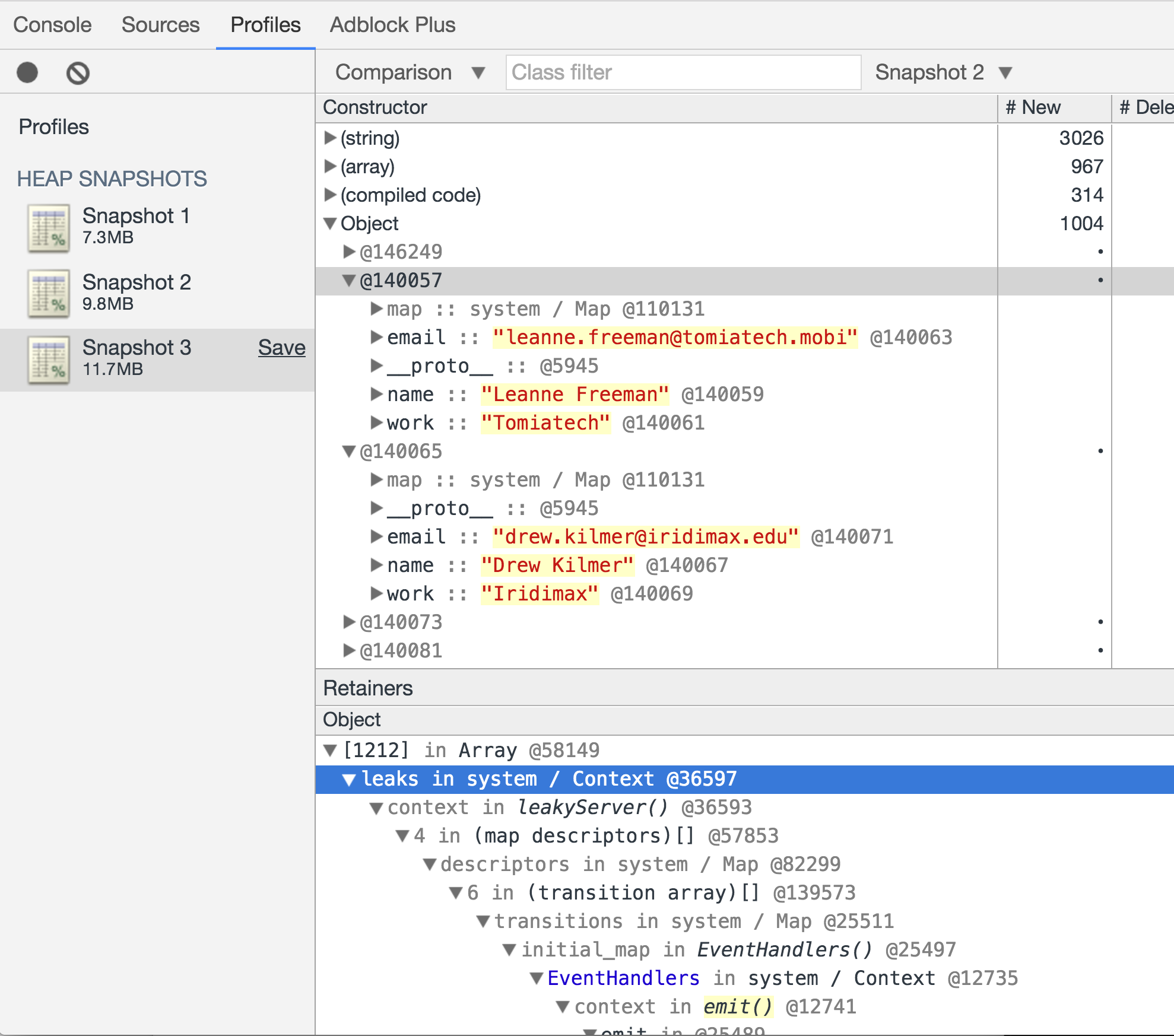 nodejs memory monitor