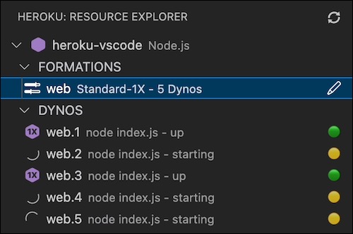 Monitor dyno status in Heroku Resource Explorer