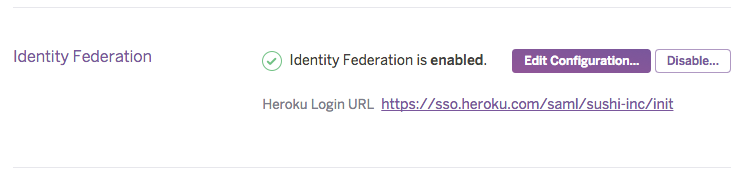 ID フェデレーション組織のログイン URL