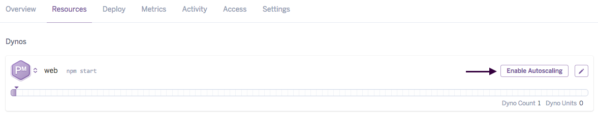 Autoscaling configuration setting