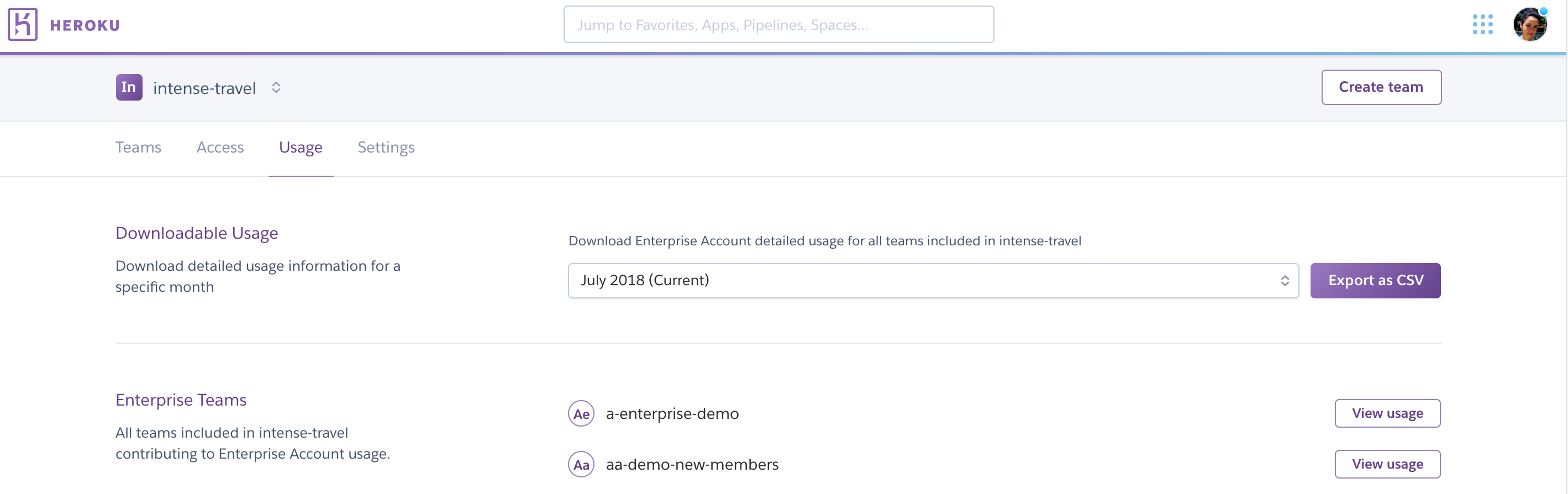 Enterprise Accounts Usage